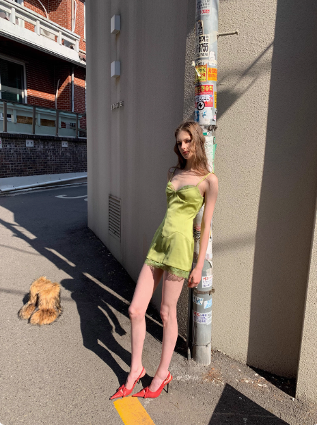Fresh Green Lace Retro Satin Sling Hip Birthday Short Skirt Homecoming Dress