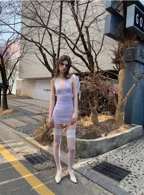 Sexy Purple Lightweight Mesh Halter Neck 17th Birthday Homecoming Dress