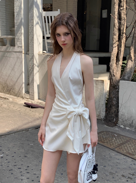 Elegant White Satin Lace Up Birthday Dress Homecoming Dress