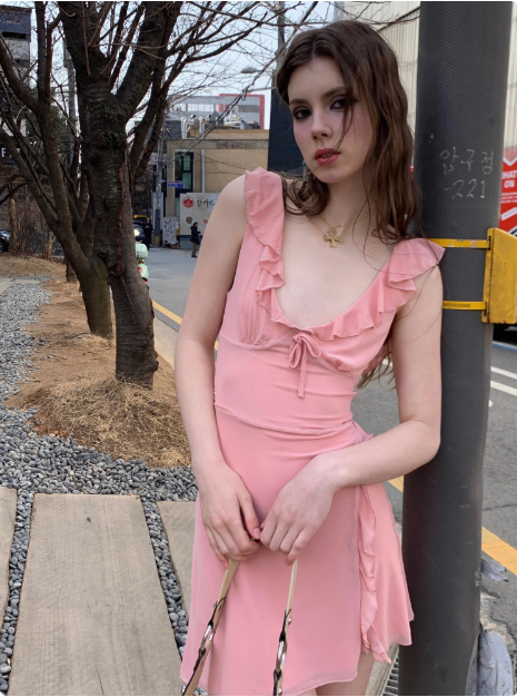Sweet Pink Ruffle Chiffon 17th Birthday Homecoming Dress