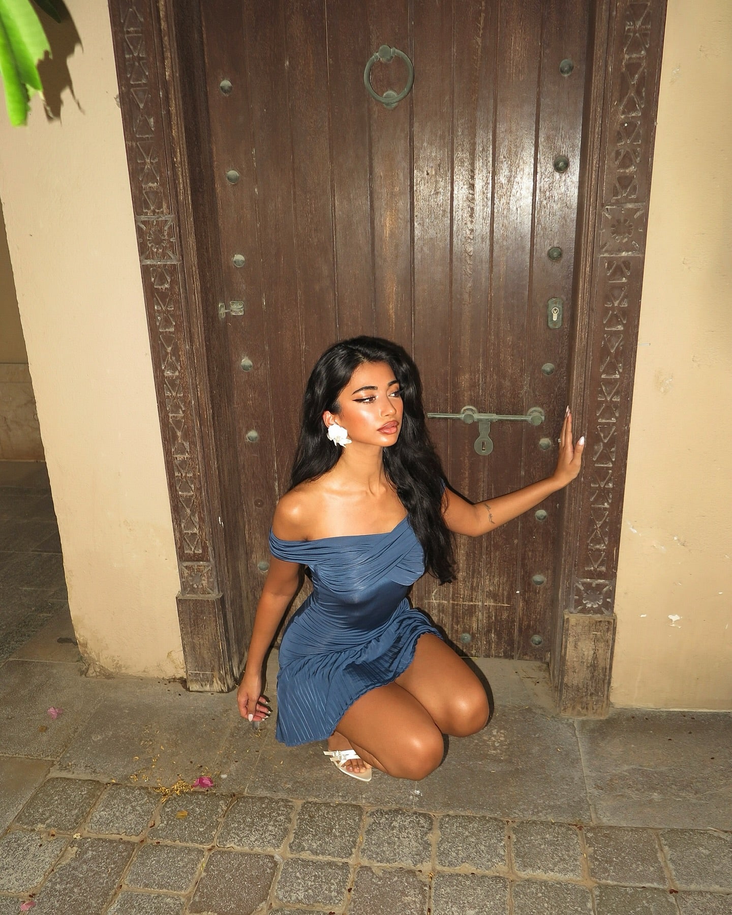 Sweet Blue One Shoulder Waist Pleated Birthday Skirt Homecoming Dress