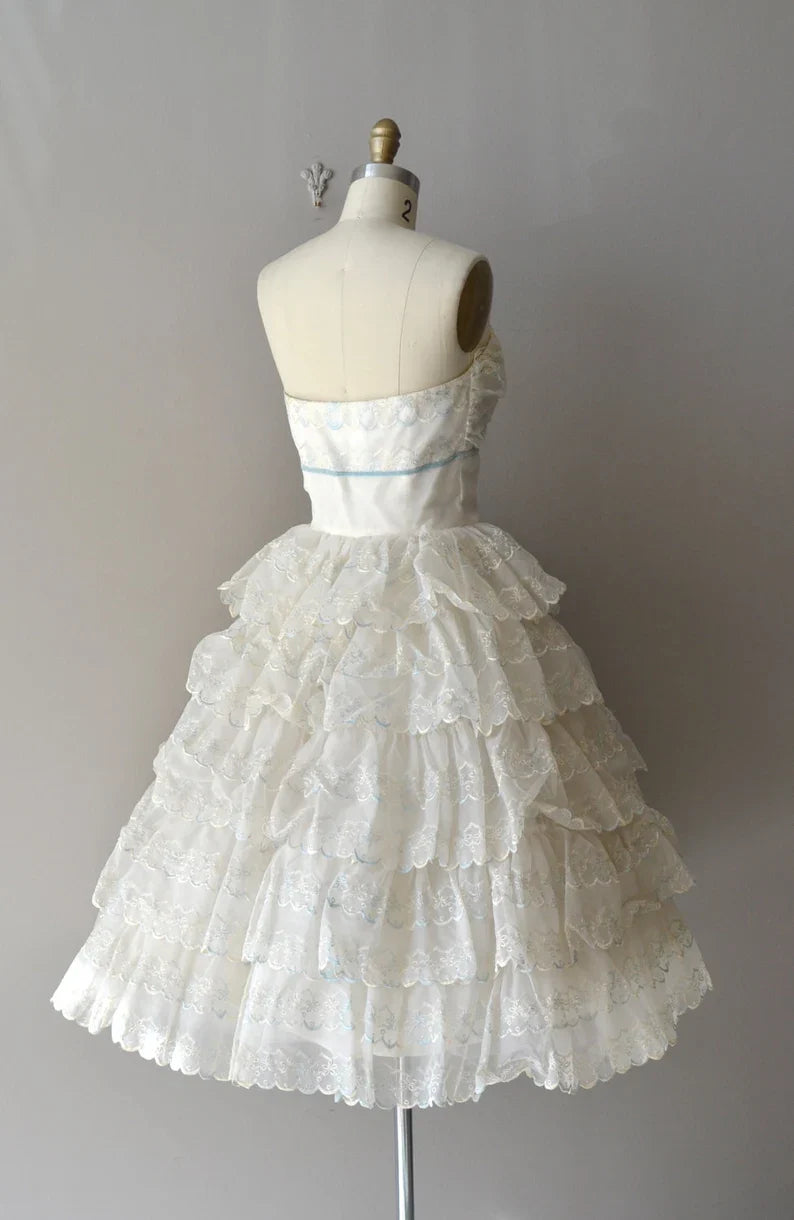 Cute White Tube Top Cake Birthday Dress Homecoming Dress