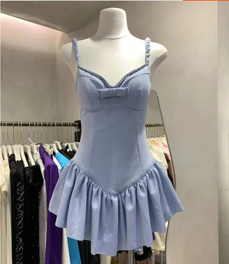 Sweet Bow Strap Waist Mini 16th Birthday Homecoming Dress