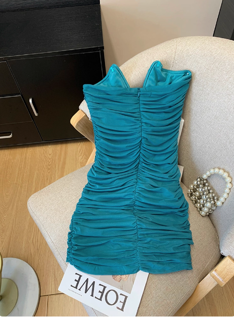 Fashion V-neck Tube Top Slim Hip Birthday Dress Homecoming Dress