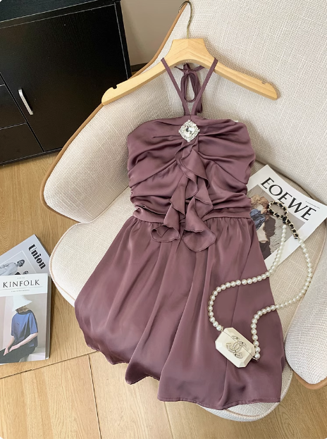 Elegant Halterneck Off-shoulder Design Birthday Dress Homecoming Dress