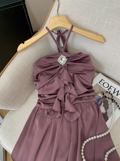 Elegant Halterneck Off-shoulder Design Birthday Dress Homecoming Dress