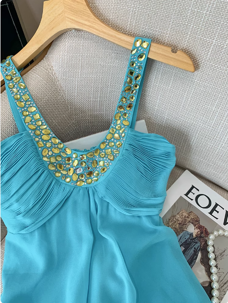 Pretty U-neck Halter Chiffon Birthday Short Dress Homecoming Dress