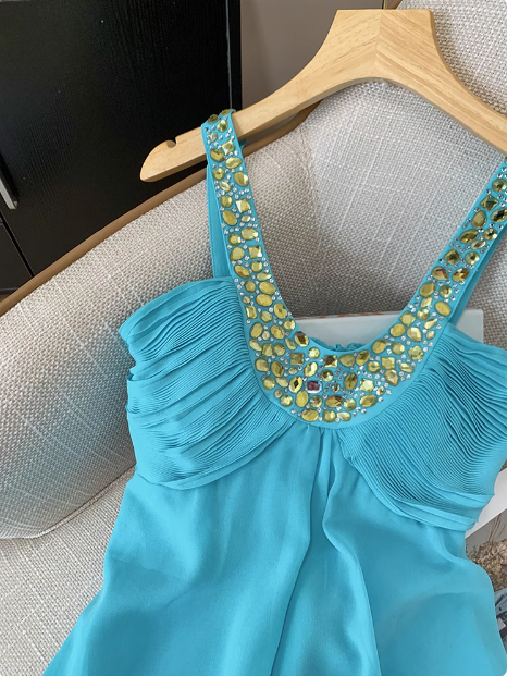 Pretty U-neck Halter Chiffon Birthday Short Dress Homecoming Dress