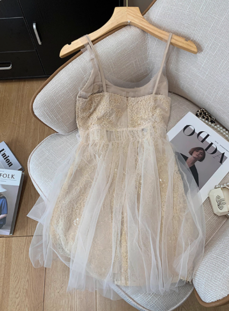 Sweet Waist Mesh Lace Birthday Short Skirt Homecoming Dress
