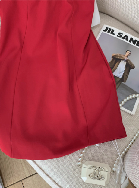 Stunning Red Rose One Shoulder Satin Hip Birthday Short Skirt Homecoming Dress