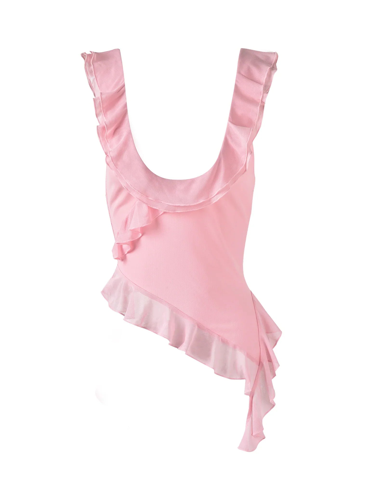 Elegant Ruffled Pink Two-piece Chiffon 17th Birthday Homecoming Dress