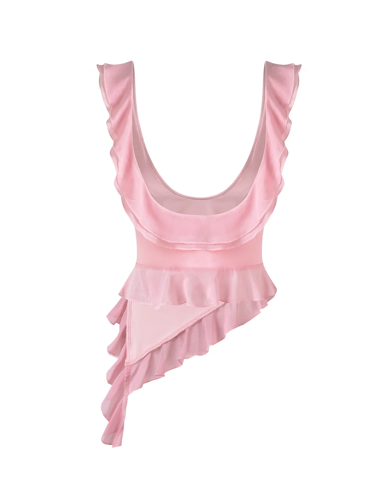 Elegant Ruffled Pink Two-piece Chiffon 17th Birthday Homecoming Dress