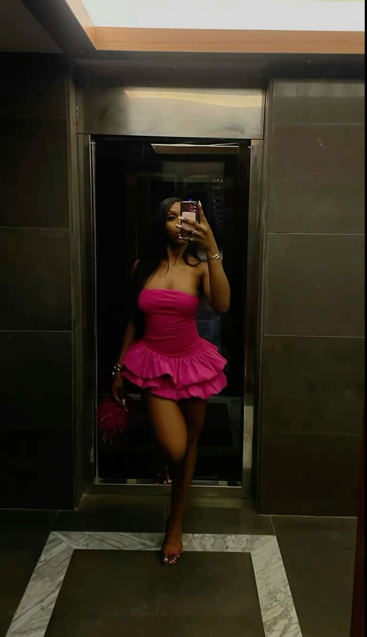 Sweet Hot Pink Tube Top Flower Bud Birthday Dress Homecoming Dress