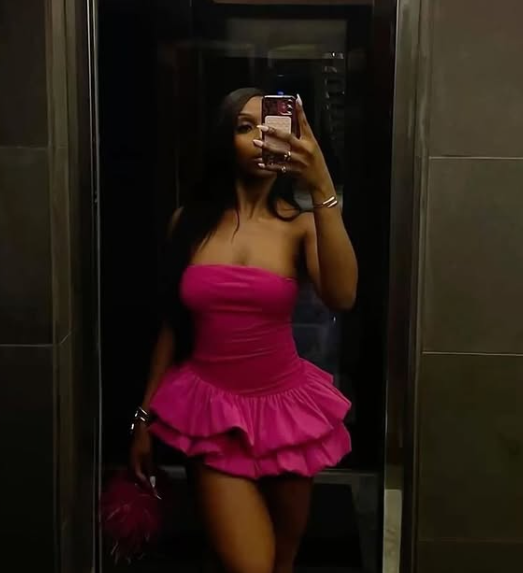Sweet Hot Pink Tube Top Flower Bud Birthday Dress Homecoming Dress