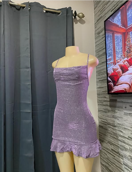 Charming Purple Halter Neck Shimmering Birthday Dress Homecoming Dress