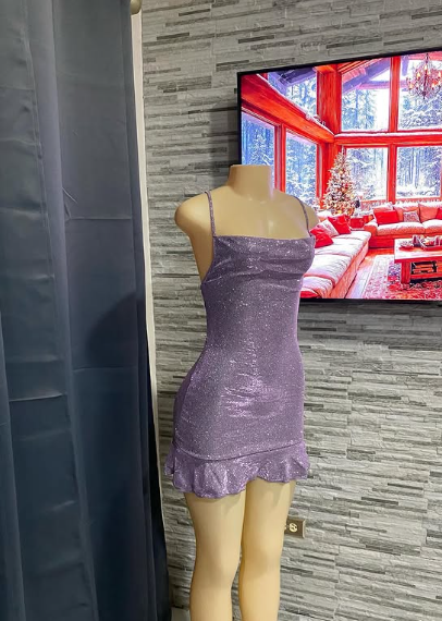 Charming Purple Halter Neck Shimmering Birthday Dress Homecoming Dress