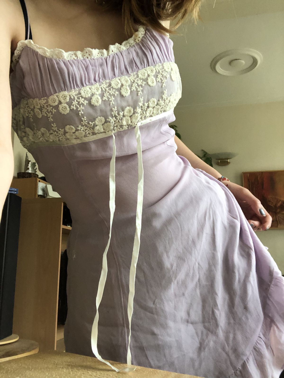 Sweet Lavender Suspender Lace Pattern 16th Birthday Homecoming Dress