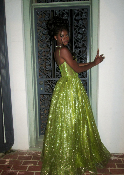 Glamorous Bright Green A-Line Spaghetti Strap Deep V Sequin Tulle Long Prom Dress Evening Dress