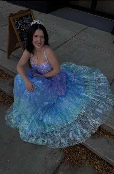 Dreamy Gradient Blue-Purple A-Line Camisole Sequin Starry Tulle Long Prom Dress Evening Dress