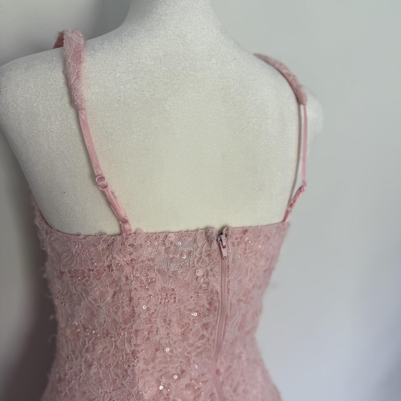 Sweet Pink Square Neck Lace Pattern Sequins Slim Fit 16th Birthday Homecoming Dress
