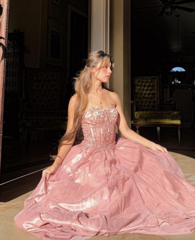 Princess Pink A-line Sweetheart Neck Lace Luminous Tulle Long Prom Dress Evening Dress