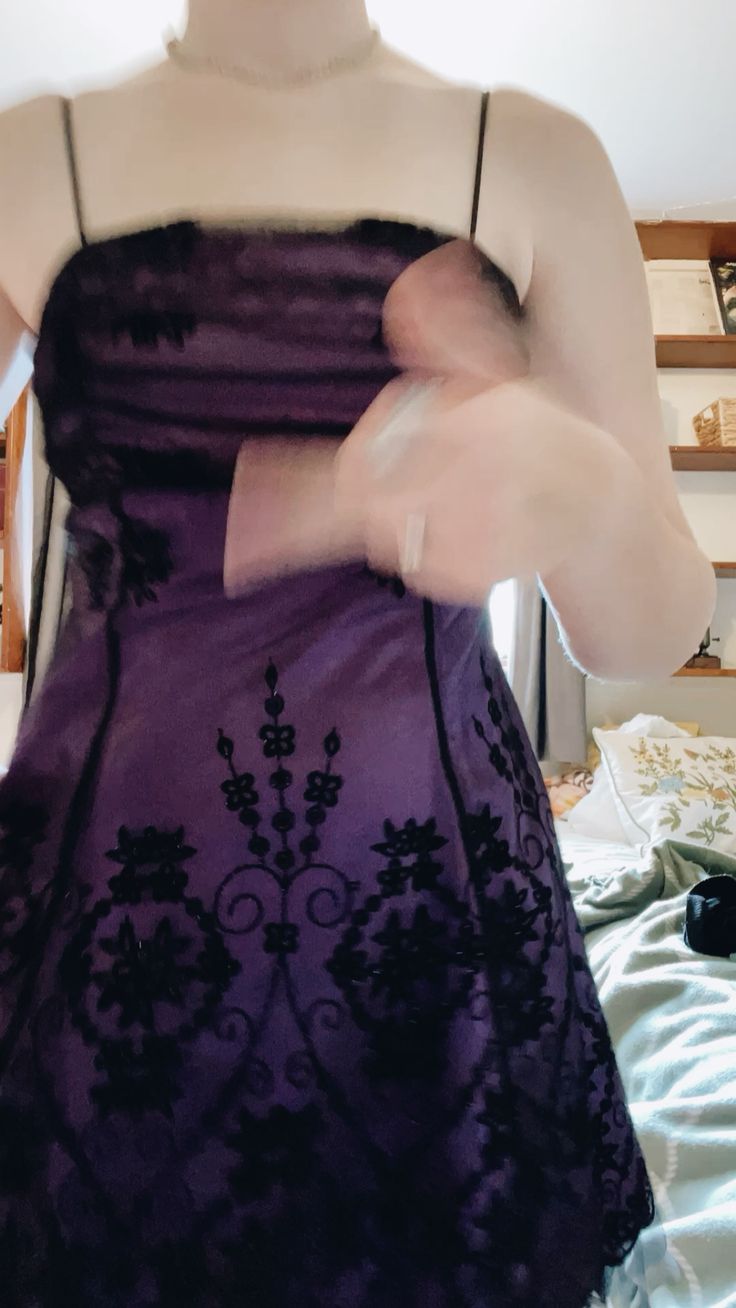 Retro Purple Bottom With Black Pattern Lace And Satin A-line Birthday Party Homecoming Dress