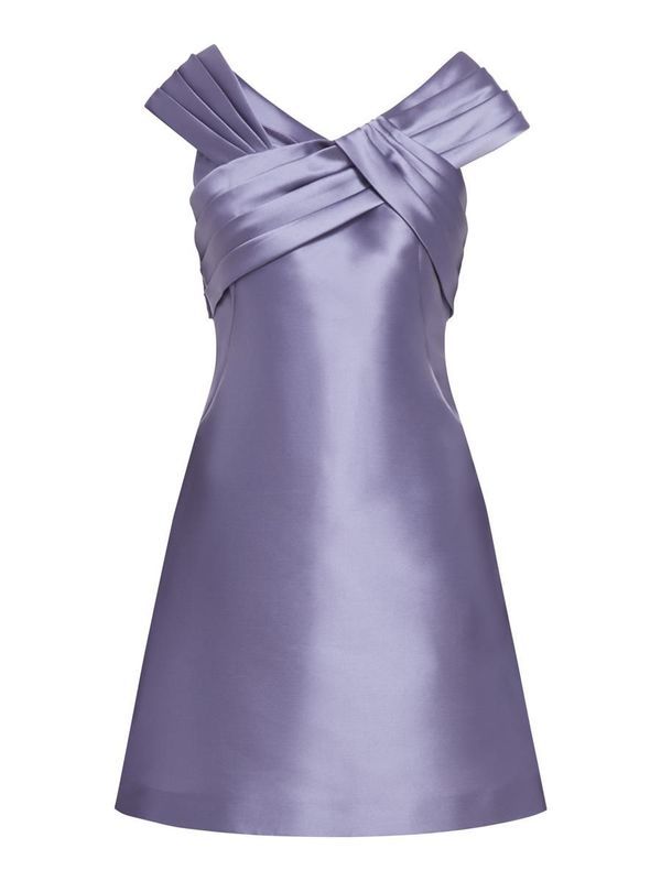 Elegant Purple Asymmetrical Collar Satin Waist Short Birthday Party Homecoming Dress