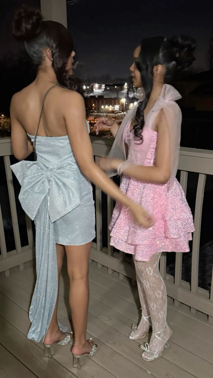 Sweet Pink Bow Strap Sequined A-Line Birthday Party Homecoming Dress