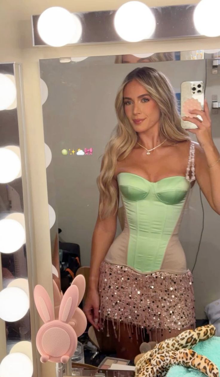 Gorgeous Light Green And Nude Stitching Herringbone Sequined Tassel Satin Birthday Party Homecoming Dress