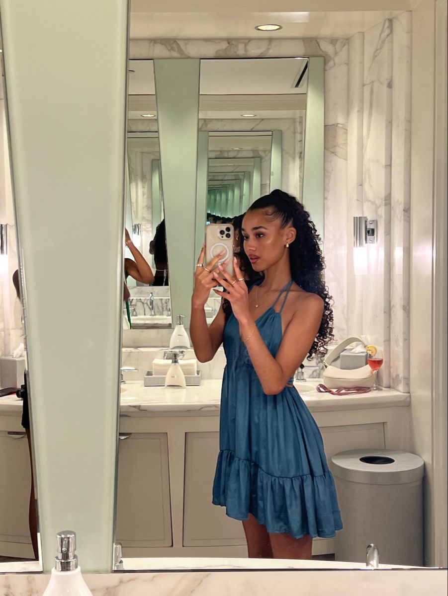 Simple Blue Deep V Strap A-Line Satin Birthday Party Homecoming Dress