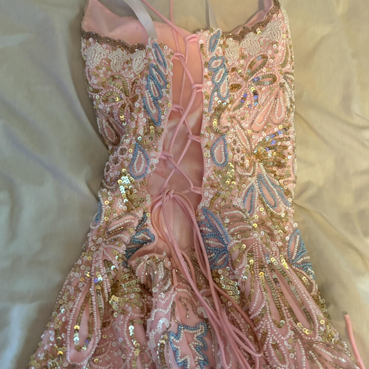 Gorgeous Pink Thin Strap Beaded Sequins Slim Birthday Dress Homecoming Dress