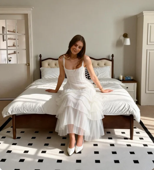 Elegant White A-Line Square Neck Boned Tulle Long Prom Dress Evening Dress