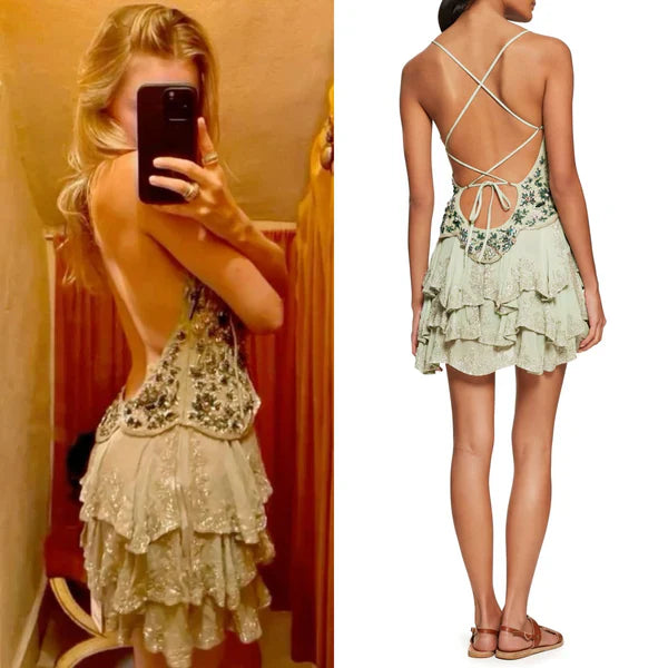Vintage A line Spaghetti Straps Light Mint Green Chiffon Formal Homecoming Dress