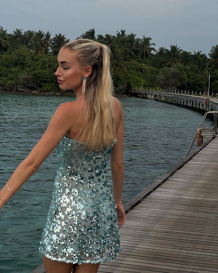 Sparkling Mint Green Tube Top Sequined Tight Hip Birthday Party Homecoming Dress