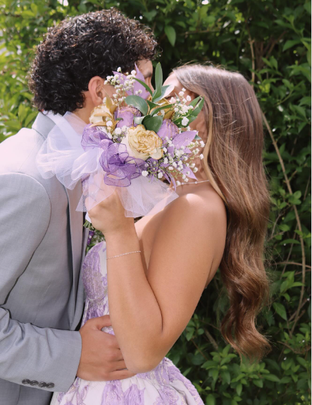 Dreamy Purple White Jacquard Strapless A-Line Rose Embroidery Satin Long Prom Dress Evening Dress