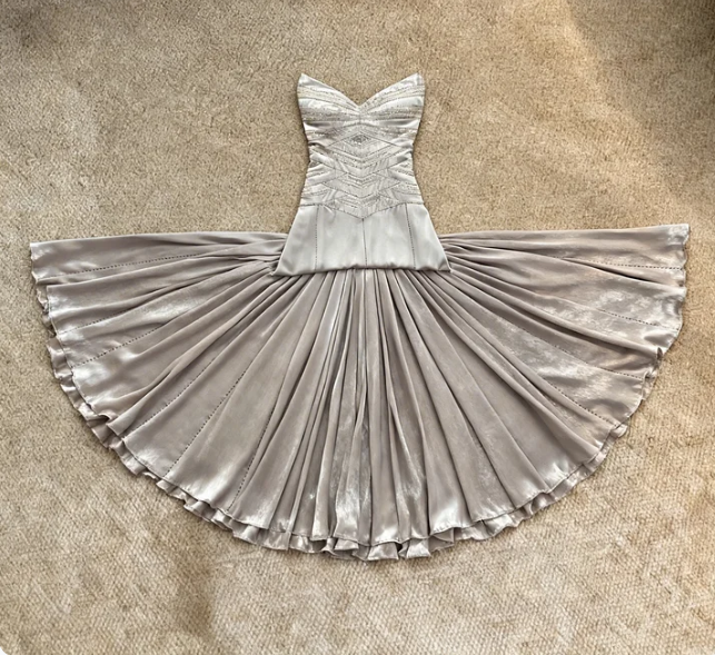 Vintage Strapless A-Line Pleated Satin Long Prom Dress Evening Dress