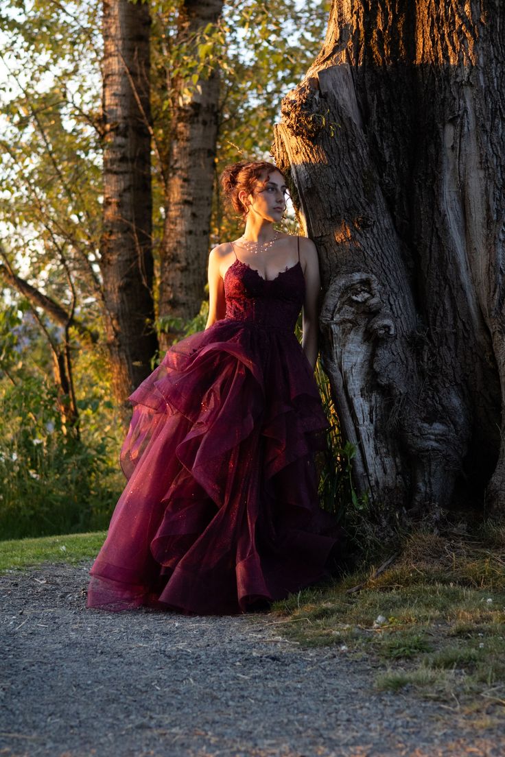 Vintage Burgundy Spaghetti Strap A-Line Multi-Layer Sequin Tulle Long Prom Dress Evening Dress