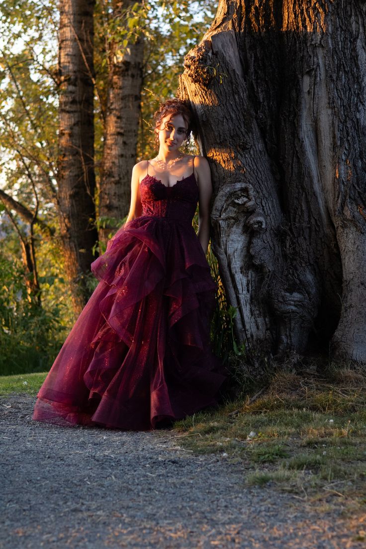 Vintage Burgundy Spaghetti Strap A-Line Multi-Layer Sequin Tulle Long Prom Dress Evening Dress