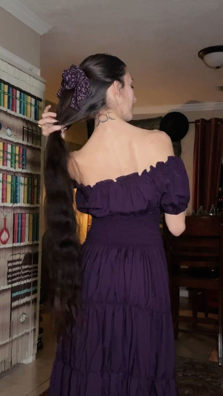 Elegant Dark Purple Off-the-Shoulder Waist A-Line Long Prom Dress Evening Dress
