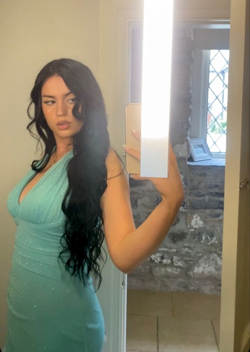 Sexy Mint Green Mermaid Halter Neck Deep V Neck Shimmering Chiffon Long Prom Dress Evening Dress