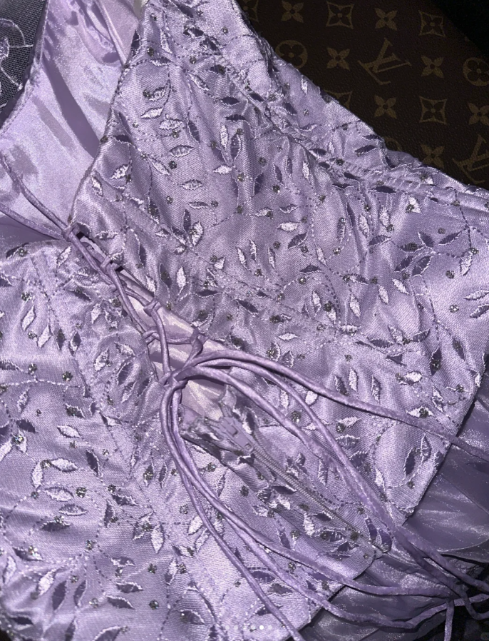 Pretty Spaghetti Straps Lavender Tulle Beaded Embroidery Mermaid Evening Dress Long Birthday Prom Gown