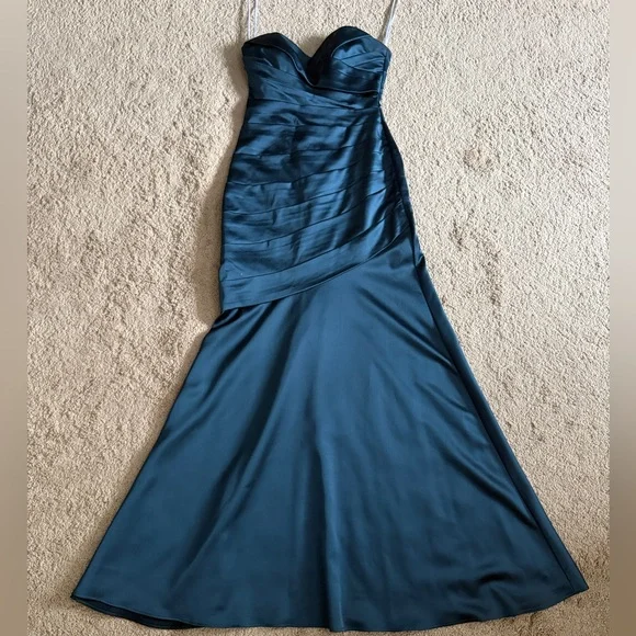 Navy Blue Strapless Satin Ruched Mermaid Evening Dress,Formal Prom Dress