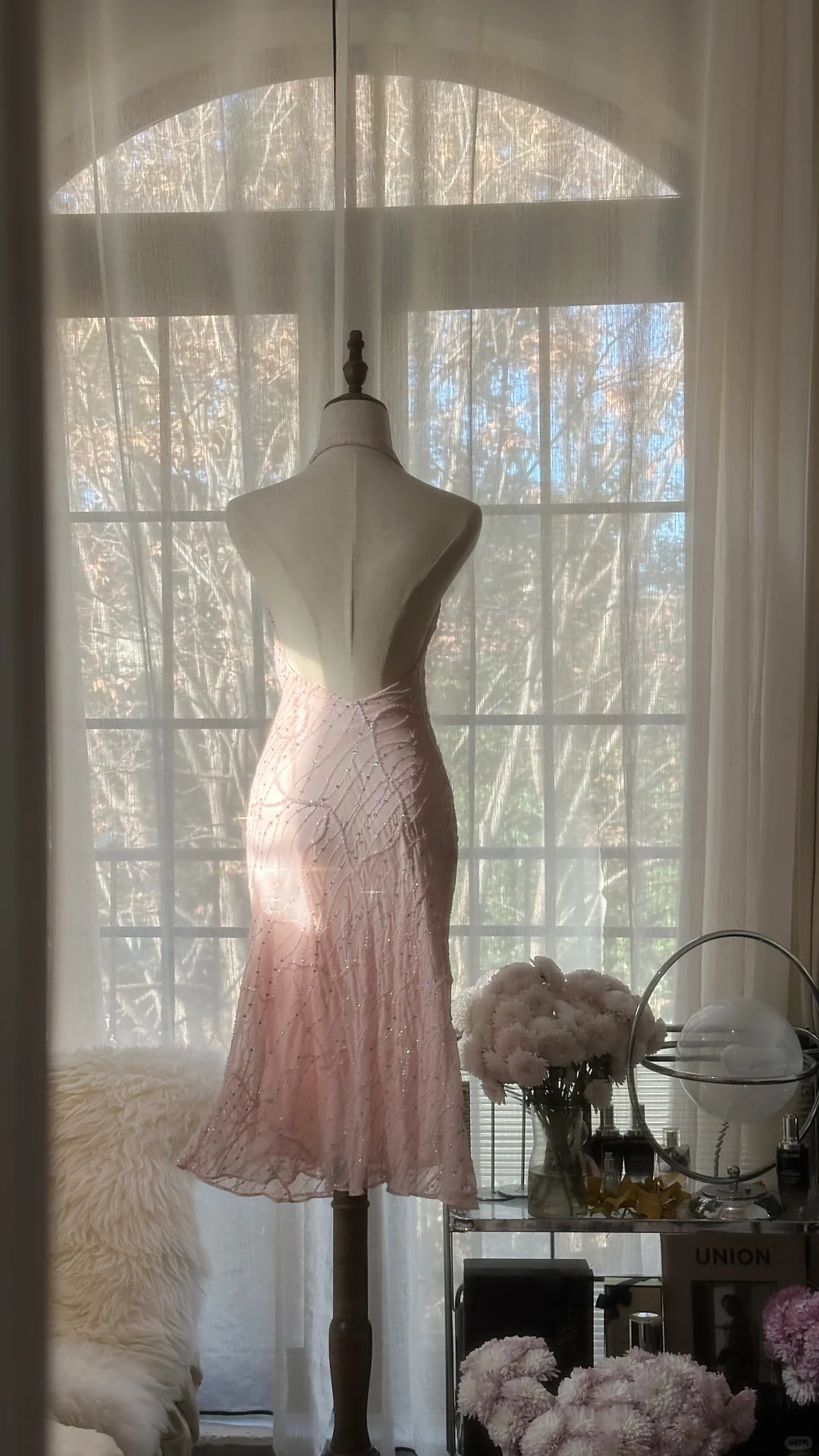 Glitter Pink Halter Sequin Sheath Birthday Outfits Short Mermaid Evening Dress
