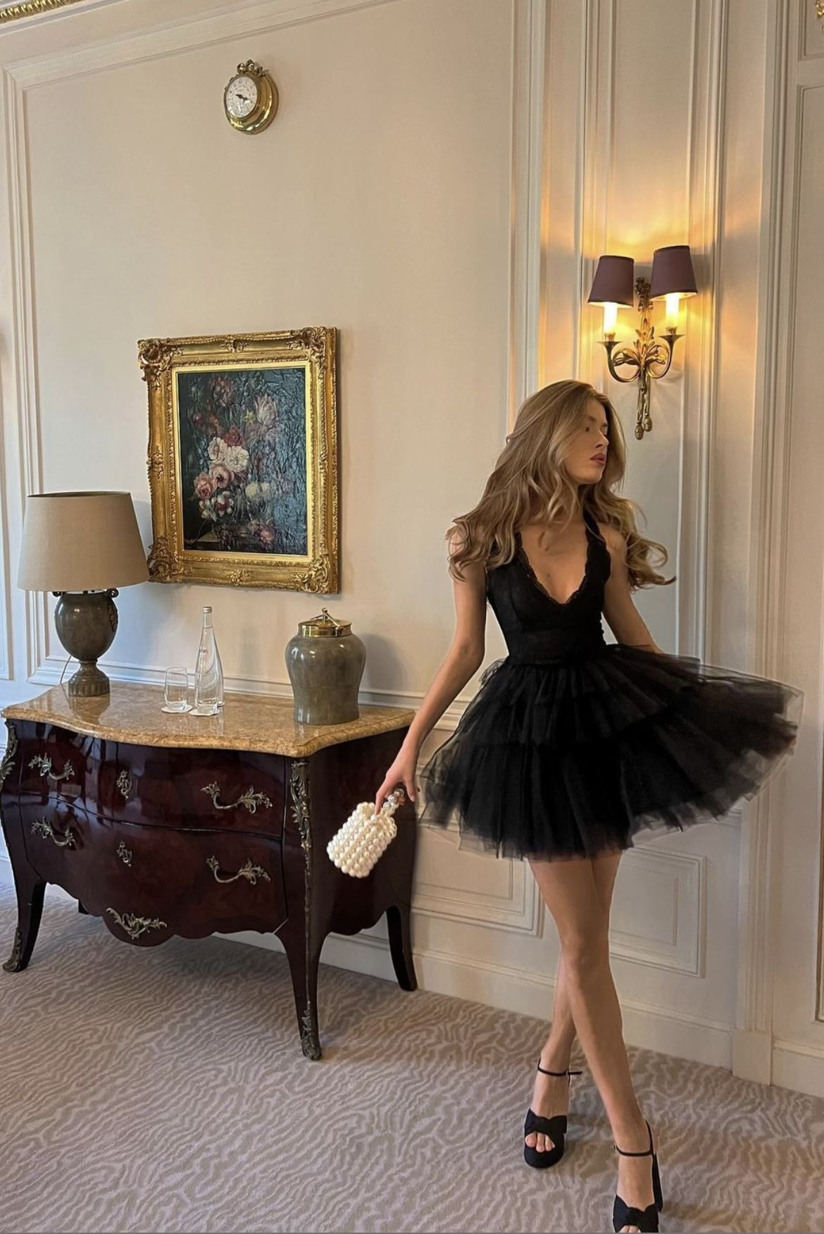 Sexy Black V Neck Tulle A Line Cocktail Dress Short Homecoming Dress