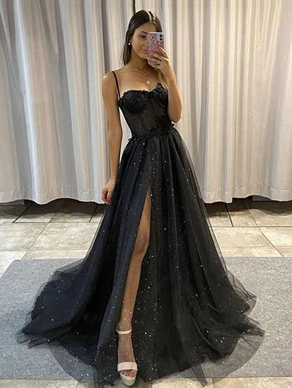 Cute tulle long A line prom dress evening dress Burgundy Long Formal Graduation Dresses