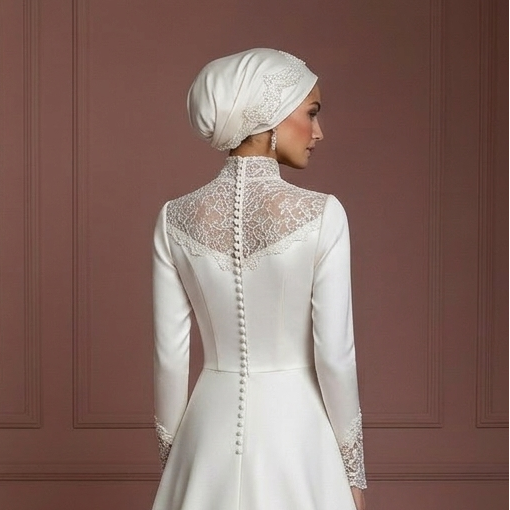 Petite Hijab Wedding Dress Tailored Modest Style Muslim
