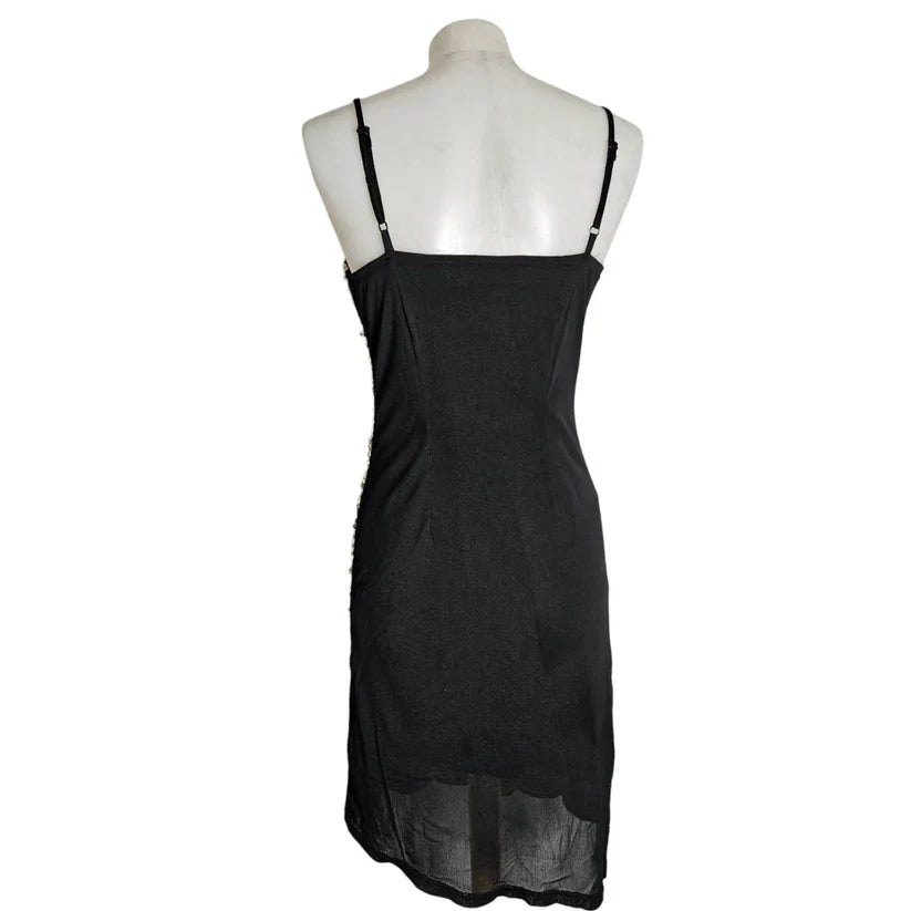 Vintage Black Strapless Butterfly Sequin Birthday Short Skirt Homecoming Dress