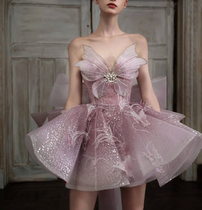 Pretty Purple Butterfly Organza Sequin A Line Formal Homecoming Dress 20th Birthday Outfits With Bow