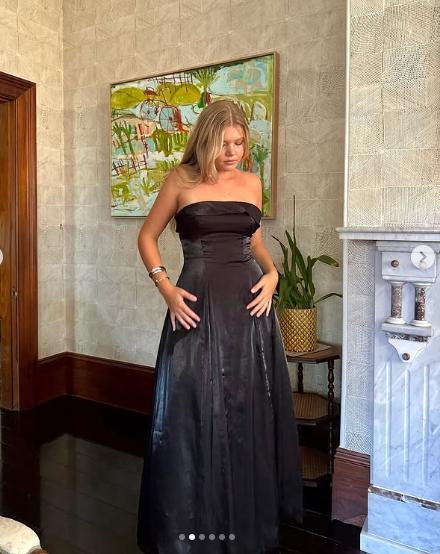 Unique Black Strapless A Line Prom Dress Formal Evening Dress