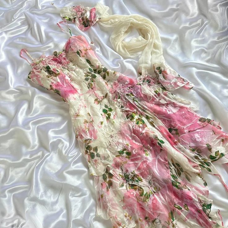 Beautiful Straps Chiffon Print Floral Evening Dress Formal Party Prom Dress